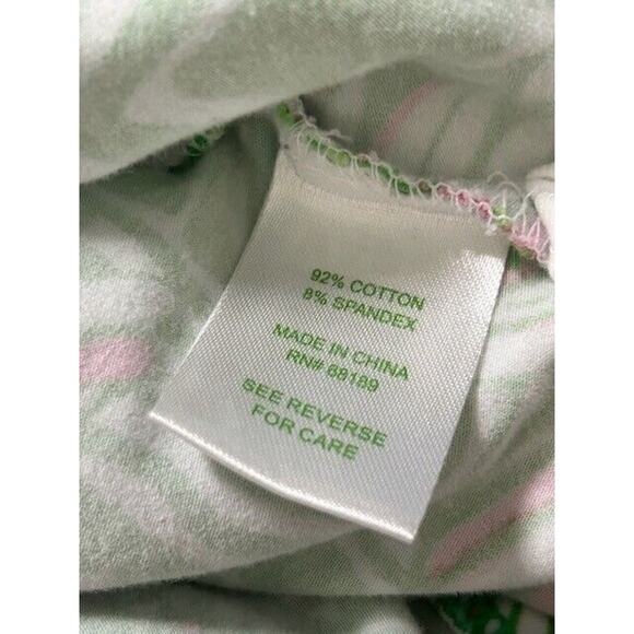 LILLY PULITZER Daisy Darling Stretch Tunic Top Elbow Sleeve Green Pink Size M - Picture 7 of 9